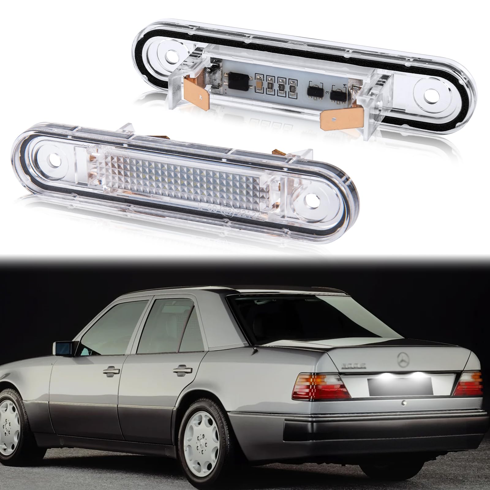 POPMOTORZ LED Kennzeichenbeleuchtung für E-Class W124 E-Class Coupe 190 Series W201 C-Class W202, LED Nummernschildbeleuchtung mit Canbus Fehlerfrei 2835 SMD, 2 Stück von POPMOTORZ