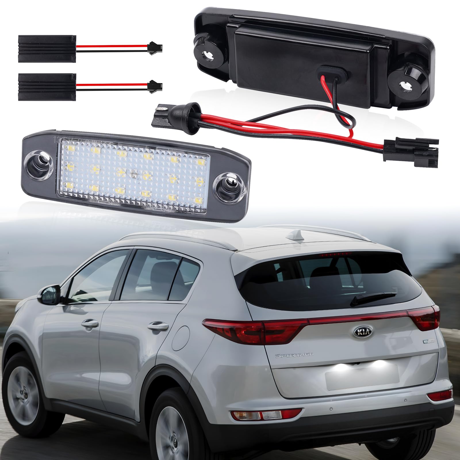 POPMOTORZ LED Kennzeichenbeleuchtung für Hyundai Tuscon 2005-2009 Kia Sportage 2011-2016, LED Nummernschildbeleuchtung mit CanBus Fehlerfrei 2835 SMD, 2 Stück von POPMOTORZ