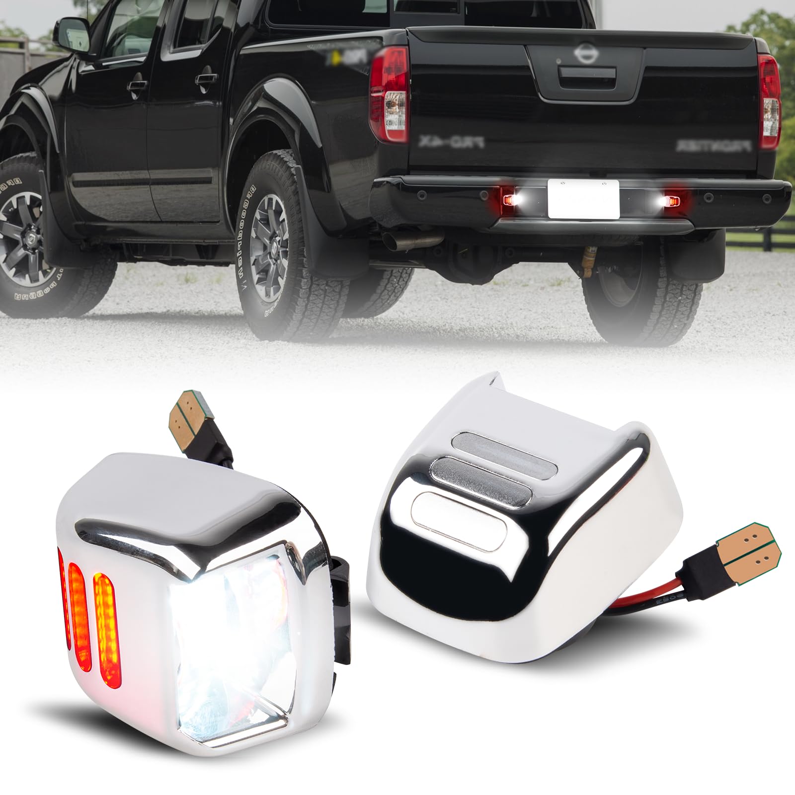 POPMOTORZ LED Kennzeichenbeleuchtung für N.issan Navara D40 2005-2018 Frontier ACMAT ALTV Suzuki Equator, LED Nummernschildbeleuchtung mit CanBus Fehlerfrei 2835 SMD Silbernes Gehäuse, 2 Stücke von POPMOTORZ