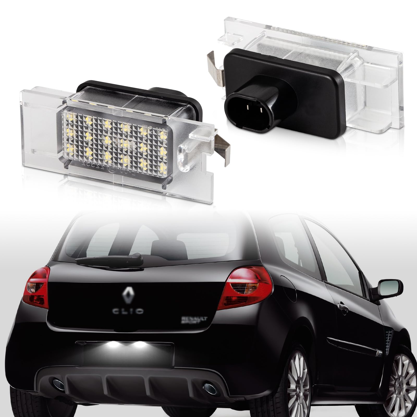 POPMOTORZ LED Kennzeichenbeleuchtung für R-enault Clio 3 2006-2007 Megane 2 2001-2007, LED Nummernschildbeleuchtung mit CanBus Fehlerfrei 2835 SMD Weiß, 2 Stücke von POPMOTORZ