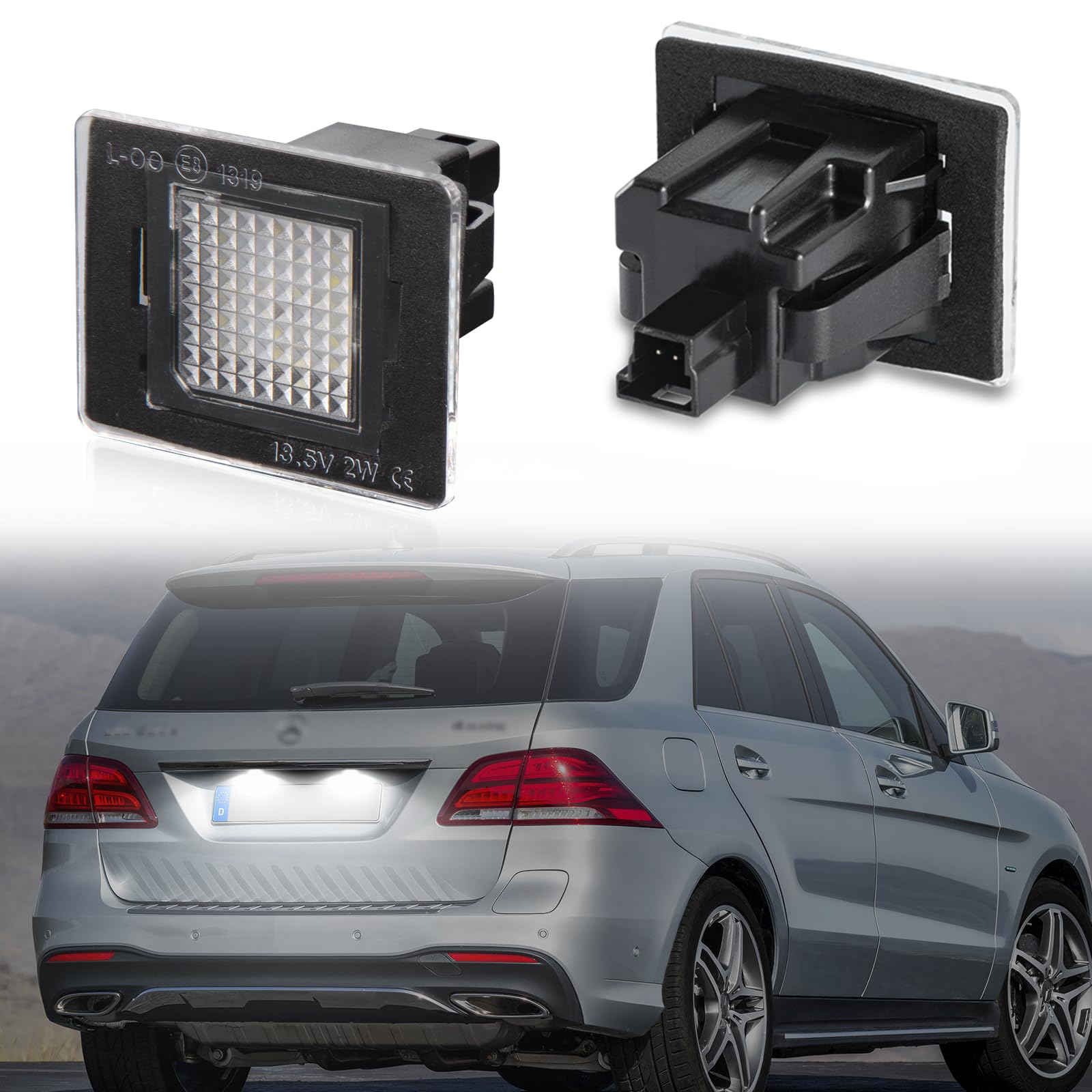 POPMOTORZ LED Kennzeichenbeleuchtung mit Canbus Fehlerfrei für Mercede-s Benz E-Class Coupe W213 C-Class Coupe W205 SLK-Class R172 GLC-Class X205 GLK-Class X204 GLA-Class X156 A-Class W176, 2 Stück von POPMOTORZ