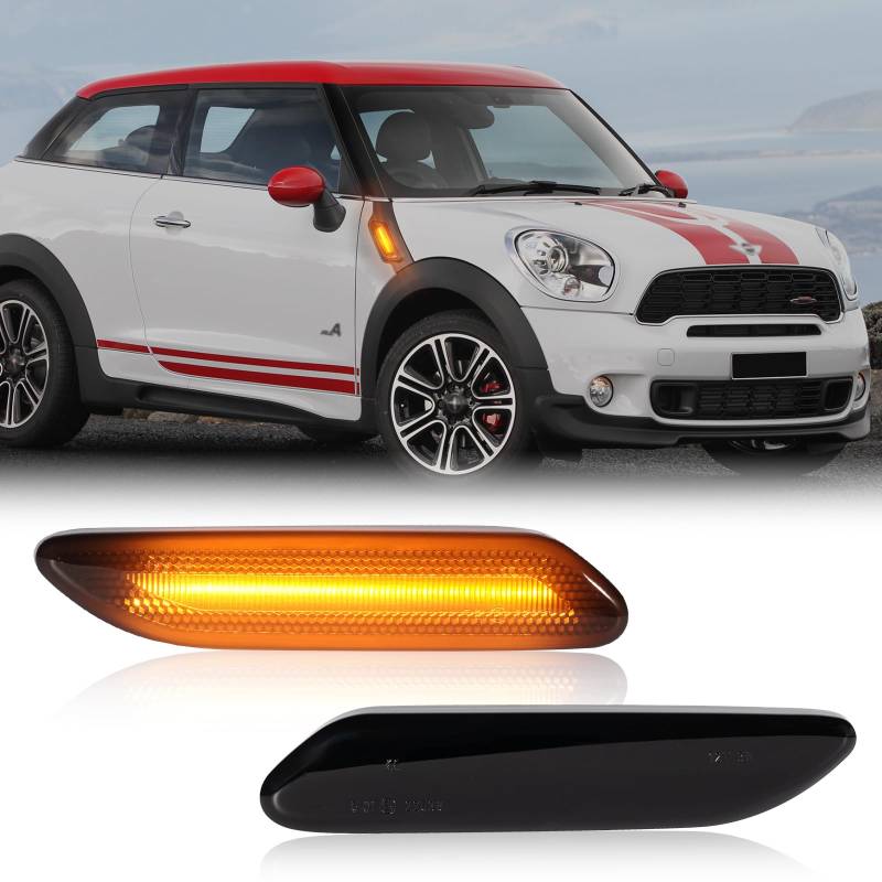 POPMOTORZ LED Seitenblinker Blinker Schwarz mit Canbus Fehlerfrei 2835 SMD für BMW Mini Cooper R60 R61 2012-2017, 2 Stück von POPMOTORZ