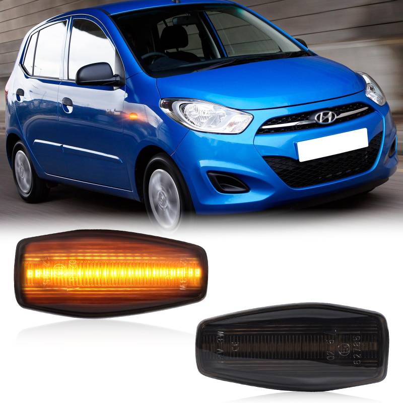 POPMOTORZ LED Seitenblinker Blinker Schwarz mit Canbus Fehlerfrei 2835 SMD für Hyundai i10 Getz Modern Lantra Sonata XG 30/300/350 Tucson Terracan Coupe Trajet Matrix, 2 Stück von POPMOTORZ