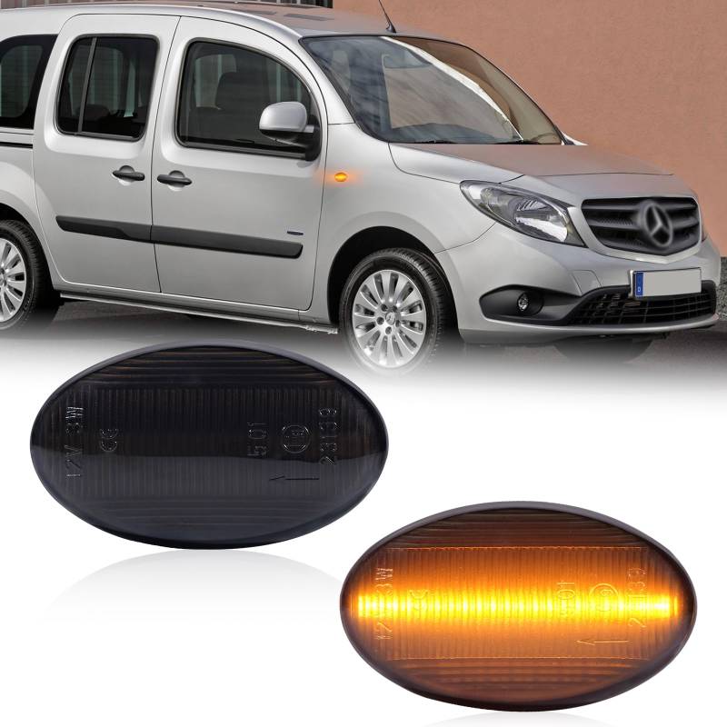 POPMOTORZ LED Seitenblinker Blinker Schwarz mit Canbus Fehlerfrei 2835 SMD für Mercede-s Benz Smart W450 W452 A-Class W168 Citan W415 Vito W639 Vito W447, 2 Stück von POPMOTORZ