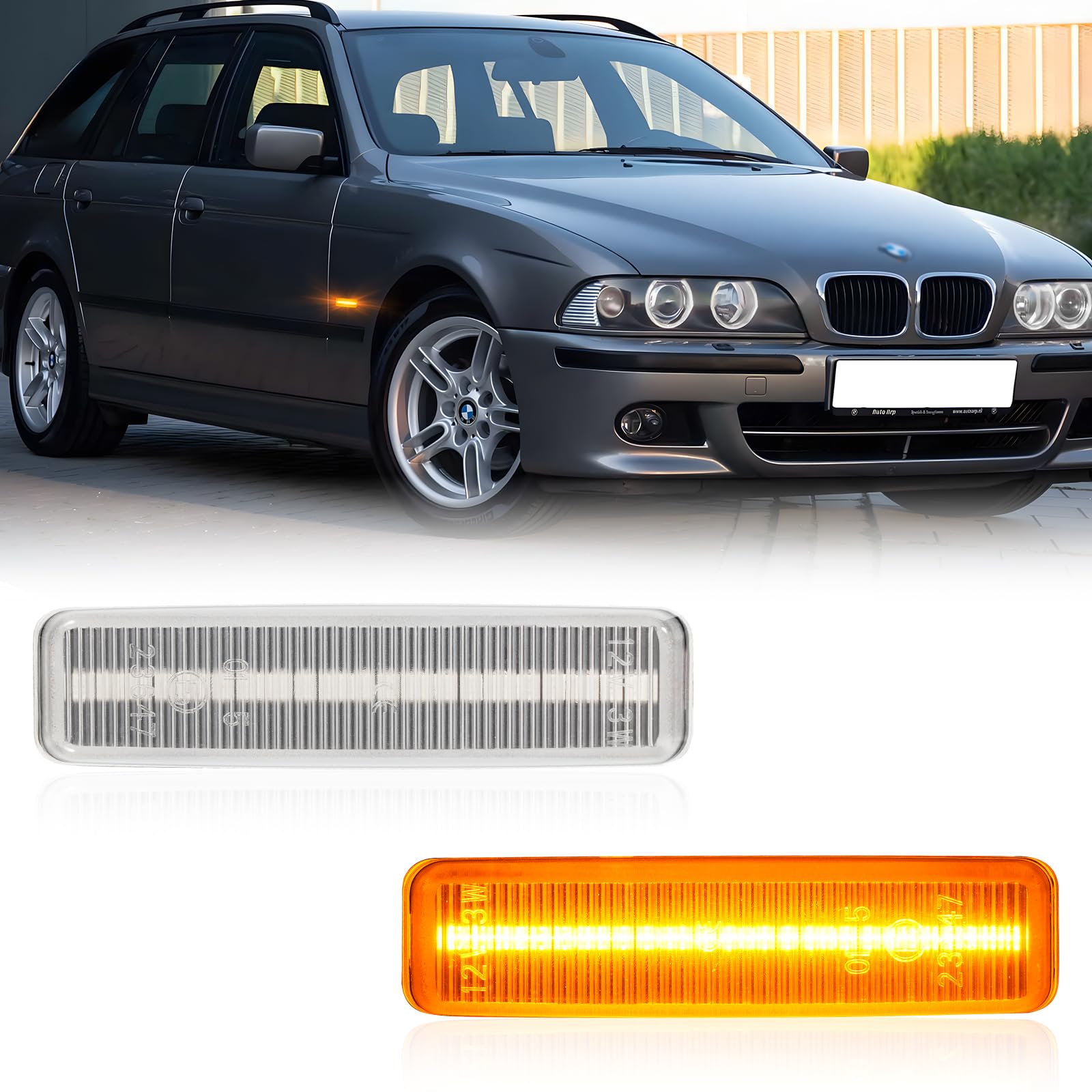 POPMOTORZ LED Seitenblinker Blinker mit Canbus Fehlerfrei 2835 SMD für BMW 5 Series E39 12/1995-06/2003 E39 M5 1998-2003, 2 Stück von POPMOTORZ