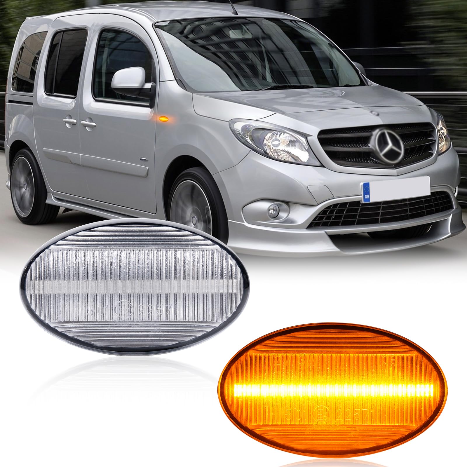 POPMOTORZ LED Seitenblinker Blinker mit Canbus Fehlerfrei 2835 SMD für Mercede-s Benz Smart W450 W452 A-Class W168 Citan W415 Vito W639 Vito W447, 2 Stück von POPMOTORZ