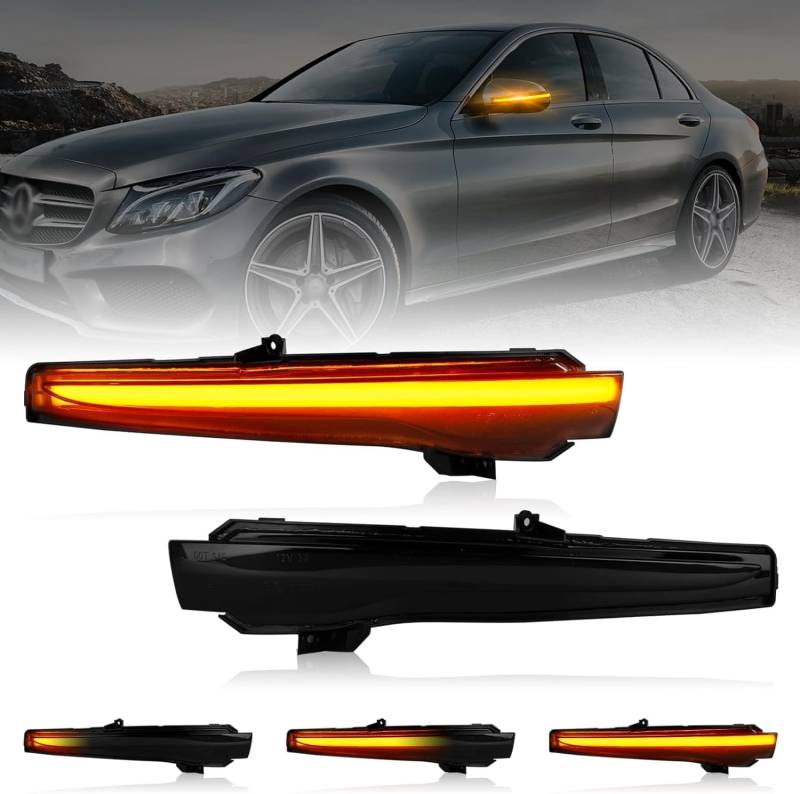 POPMOTORZ LED Spiegelblinker, 2 Stücke LED Seitenblinker mit Canbus Fehlerfrei 60 LEDs 2835 SMD für Mercede-s Benz C-CLASS W205 S-CLASS W222 S-CLASS W217 E-CLASS von POPMOTORZ