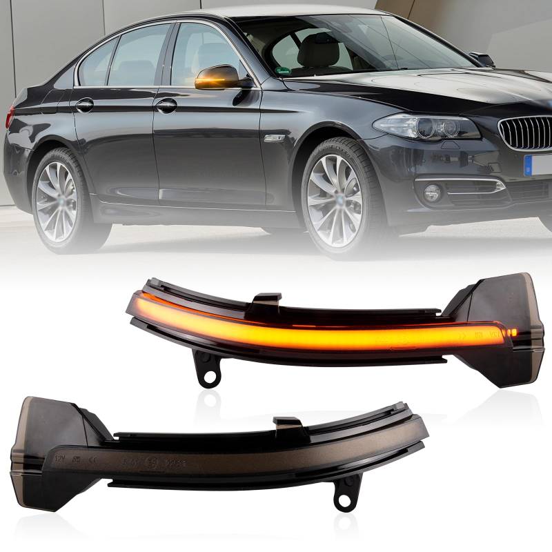 POPMOTORZ LED Spiegelblinker Schwarz mit Canbus Fehlerfrei 2835 SMD für BMW 5 Series F10 F11 GT F07 6 Series F12 F13 Gran Coupé F06 7 Series F01, 2 Stück von POPMOTORZ