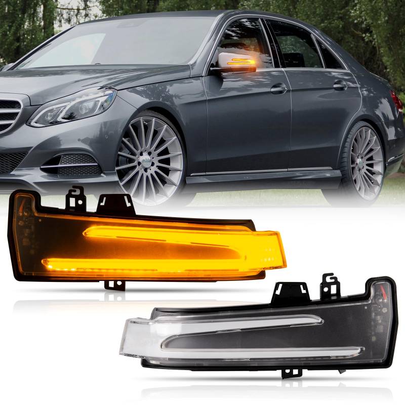 POPMOTORZ LED Spiegelblinker mit Canbus Fehlerfrei 2835 SMD für Mercedes. Benz A Class W176 B Class W246 E Class W212 C Class W204 CLA Class C117 GLA Class X156 GLK Class X204 S Class W221, 2 Stück von POPMOTORZ