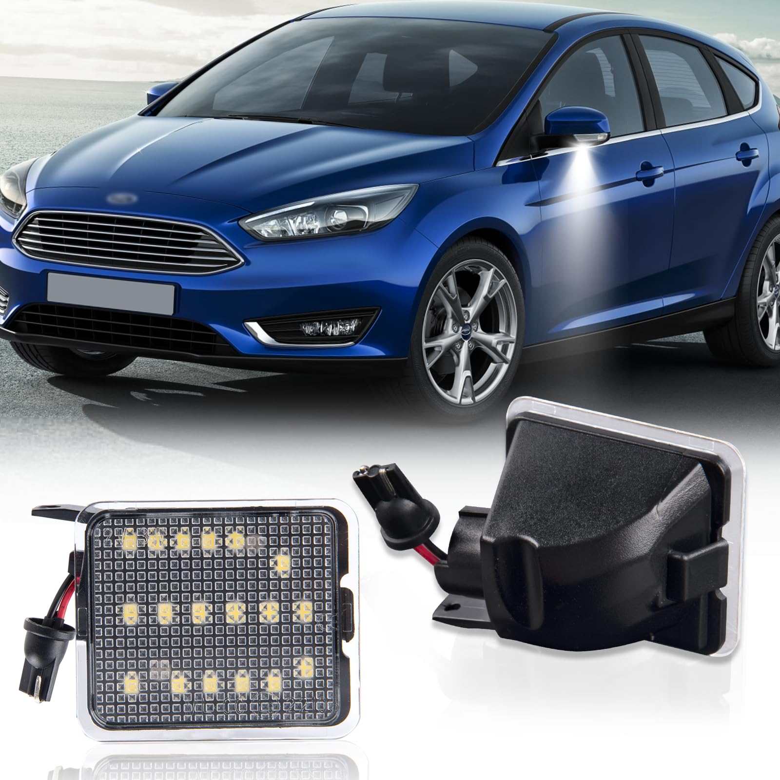 POPMOTORZ LED Umfeldbeleuchtung Spiegel, 2 Stück LED Seitenspiegel Pfützenlicht mit Canbus Fehlerfrei für Ford Mondeo MK4 2007-2014 Focus Mk3 2012-2014 C-Max 2003-2010 Kuga 2008-2012 Escape 2015-2016 von POPMOTORZ