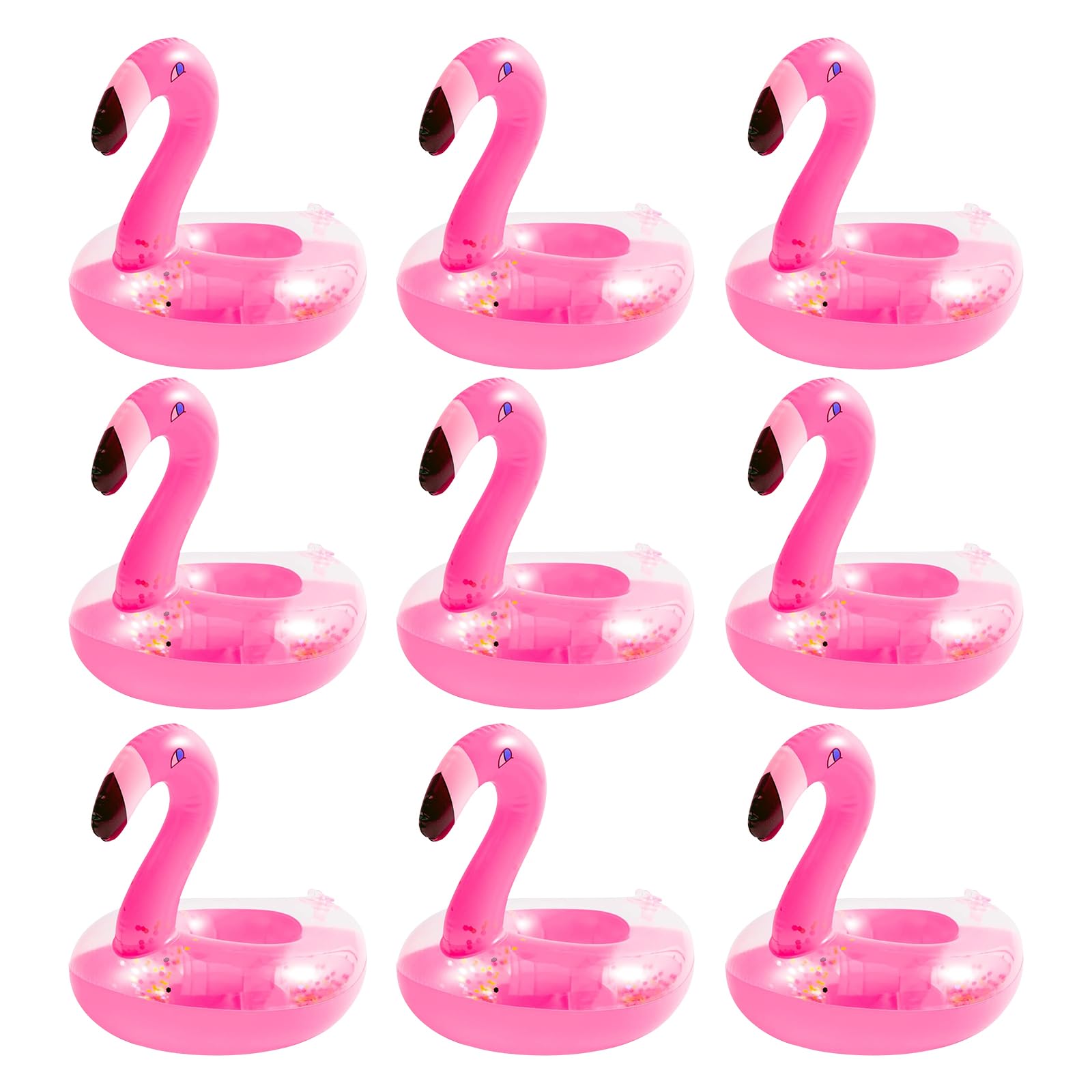 Kleine Flamingo Getränkehalter, Aufblasbarer Getränkehalter PVC Flamingo Schwimmender Bierhalter Getränke Dosenhalter Flaschenhalter Getränkehalter für Schwimmbad Strand (Rosa-9 Stück) von PORUPAEL