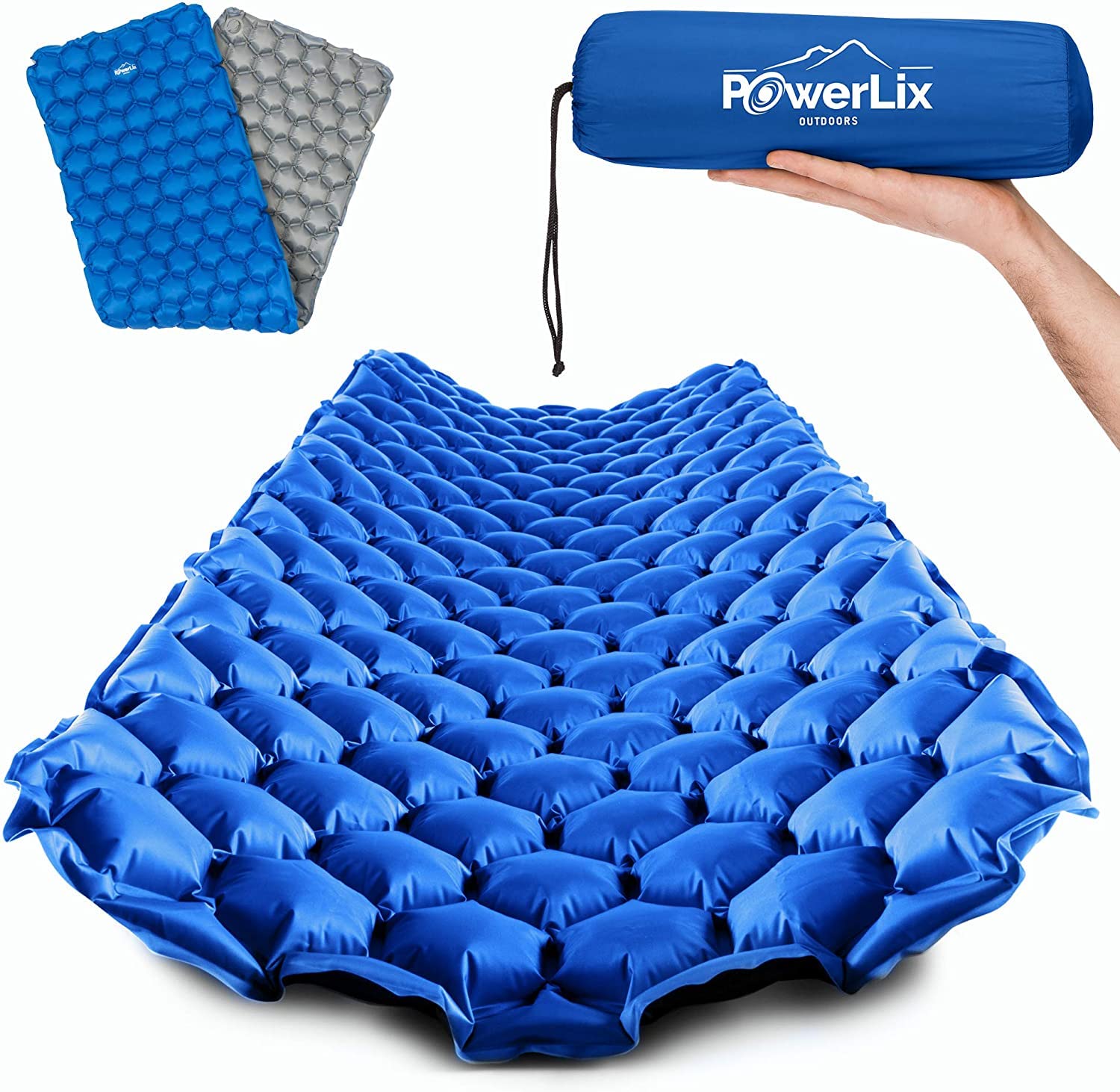 POWERLIX Isomatte Camping Outdoor Luftmatratze - Ultraleichte Aufblasbare Isomatte, kompakte und leichte für Outdoor, Camping,Rucksackreisen, Wandern - Aufblassack, Tragetasche, Reparaturset von POWERLIX