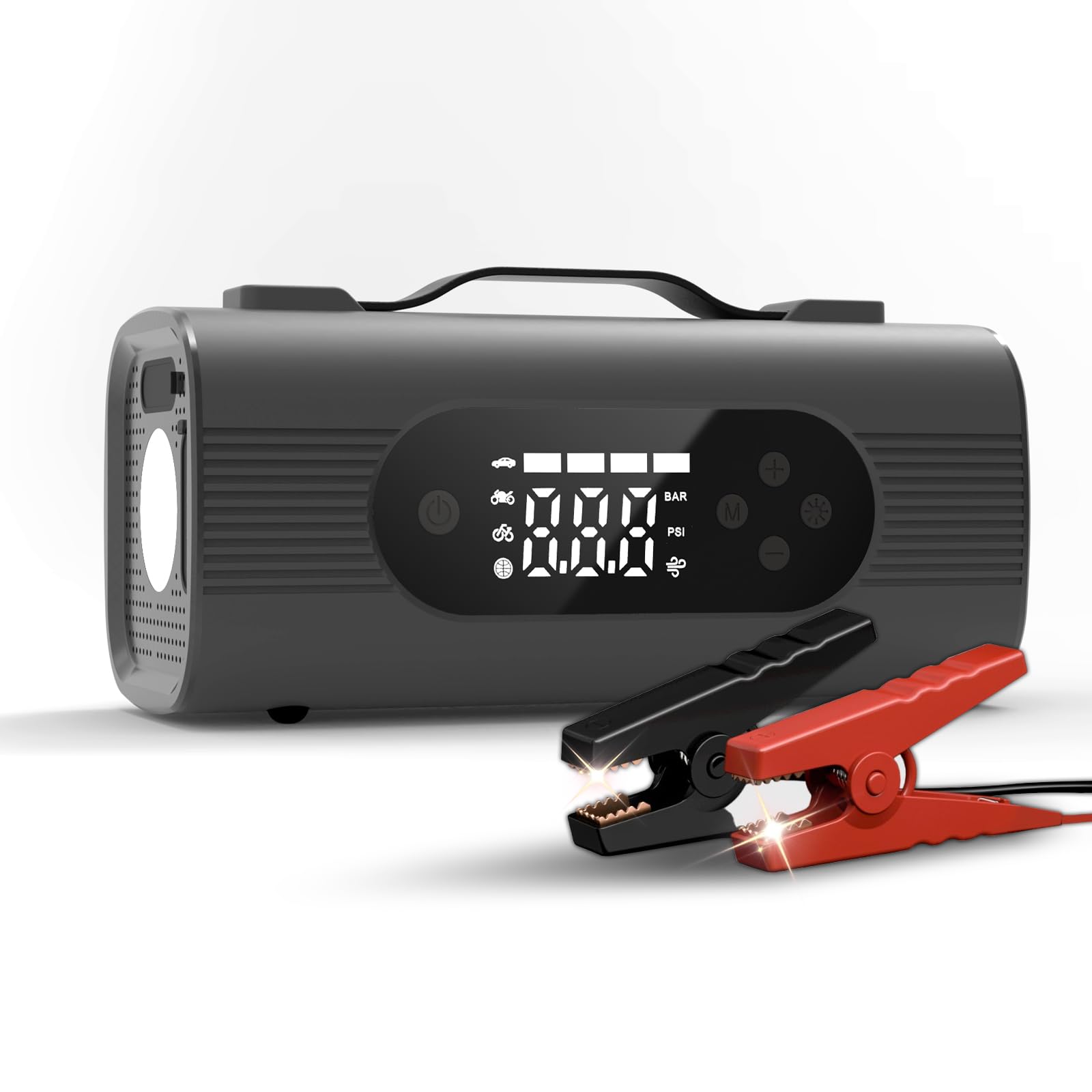 POWLAND Starthilfe Powerbank 4000A 10000mAh Auto Starthilfe Powerbank für 12V PKW (Alle Benzin/10L Diesel) 8-IN-1 Batterie Booster Jump Starter mit 4 Licht-Modus LCD Display von POWLAND