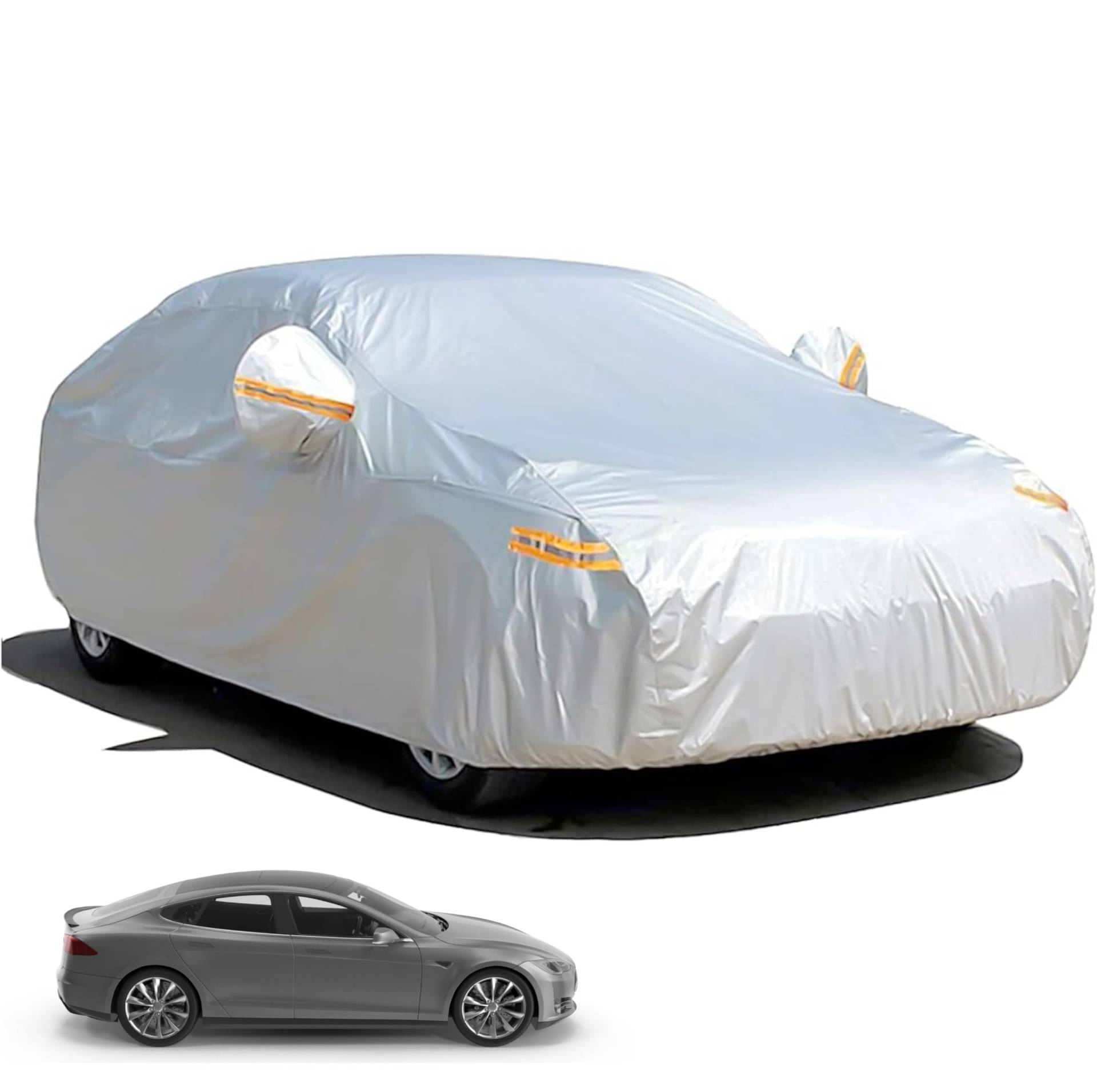 Universale Autoschutzhülle - Autoabdeckung - wasserdichte Autoplane für PKW/KFZ – Car Cover in Silber für umfassenden Schutz von POWR CAR