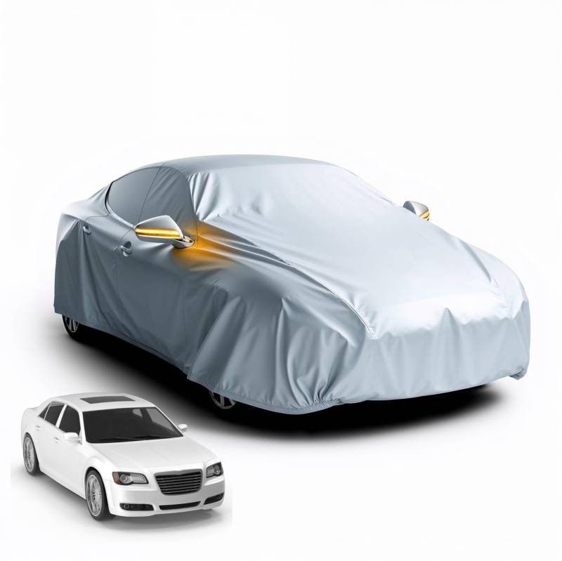 Universale Autoschutzhülle - Autoabdeckung - wasserdichte Autoplane für PKW/KFZ – Car Cover in Silber für umfassenden Schutz von POWR CAR