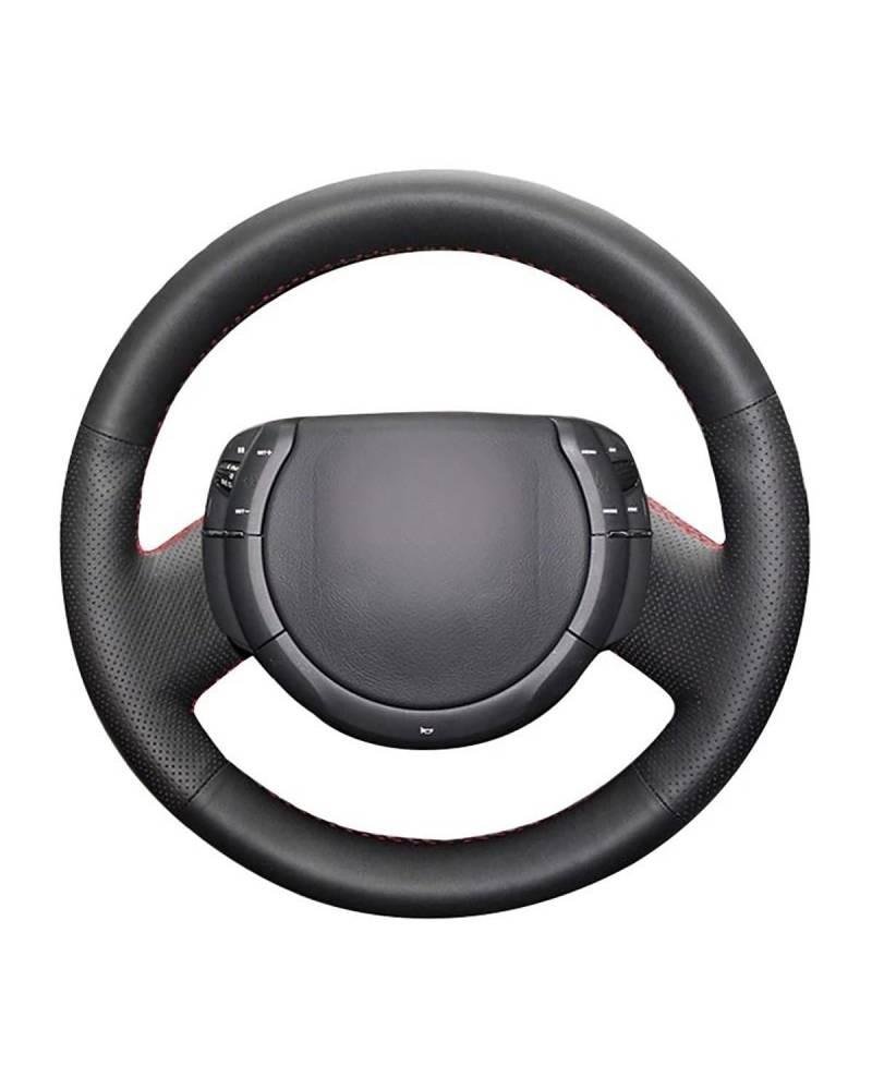 Auto Lenkradbezug Für Triumph Old Für C4 Für C-Quatre Handgenähter schwarzer Kunstleder-Lenkradbezug Schwarzer Autolenkradbezug Steering Wheel Cover(White Thread) von PPLKHS