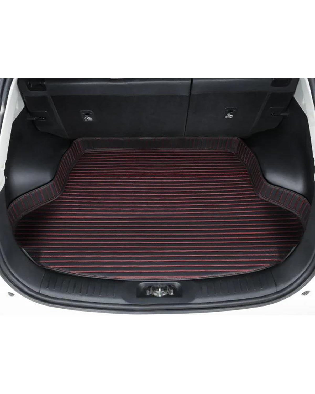 Kofferraummatte Für Geely Für Ec7 2014-2017 Streifen Auto Stamm Matten Auto Boot Liner Innen Details Auto Zubehör Teppich Kofferraum Matte(Black red) von PPLKHS