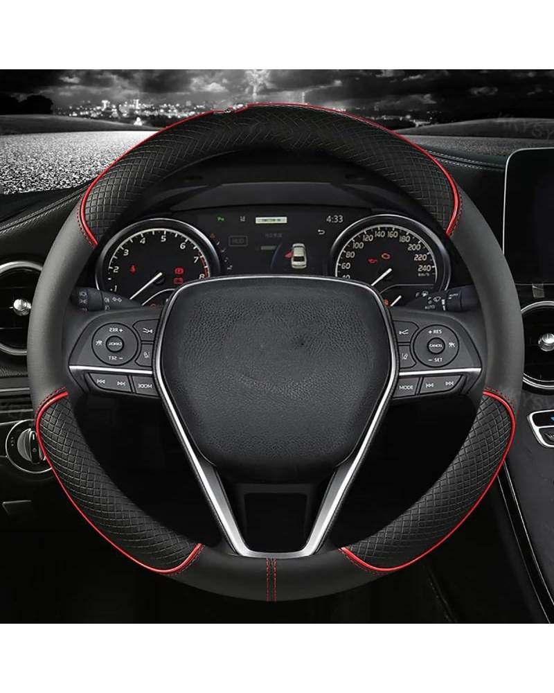 PPLKHS Auto Lenkradbezug Für Corolla Für Fortuner Für Sequoia Für Yaris Für Vios Für Rav4 Autolenkradabdeckung Steering Wheel Cover(Red) von PPLKHS