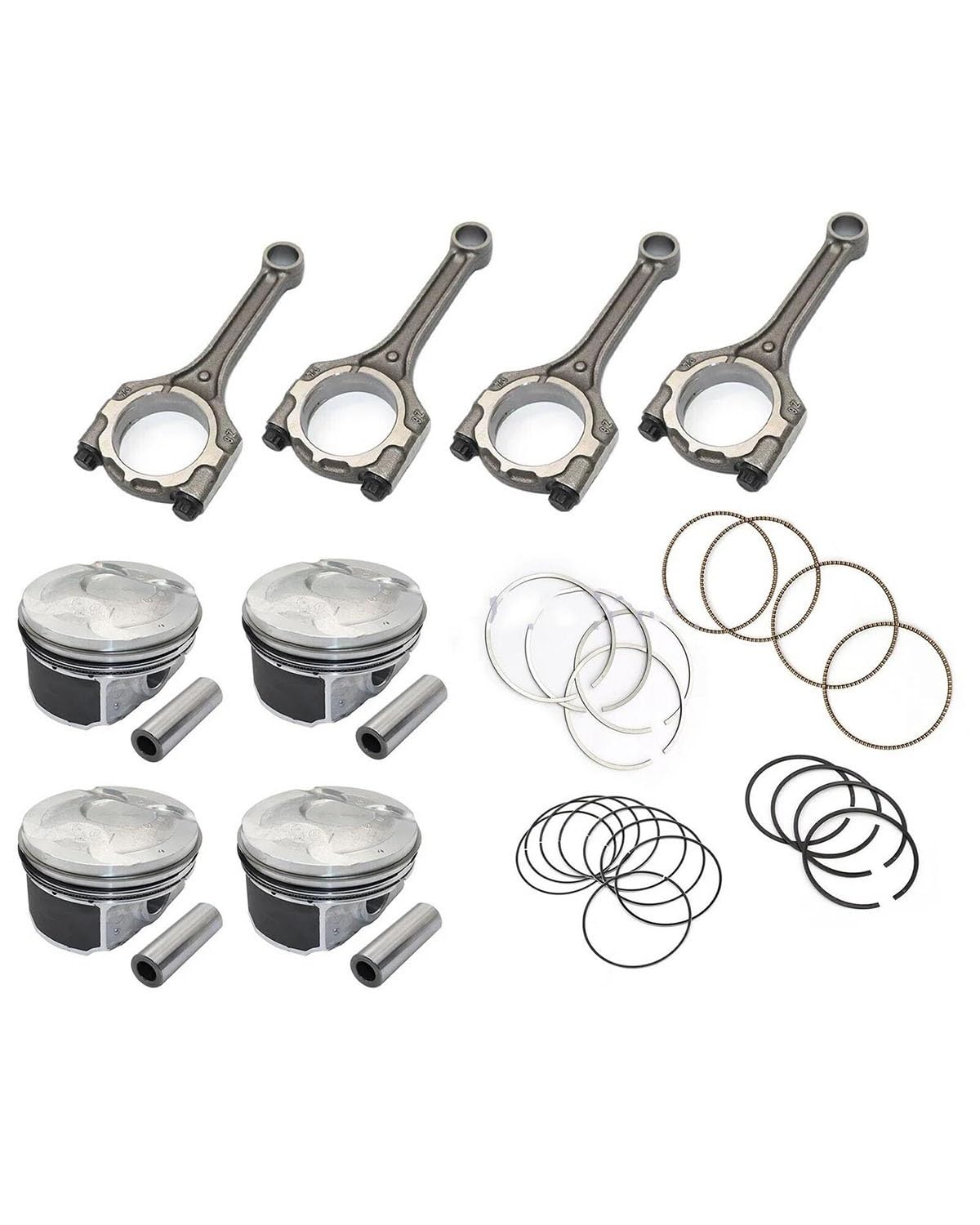 Piston moteur Für Hyundai Für Kia Für Accent 1.6 L DOHC 12-16 23510-2B010 23041-2B600 23041-2B610 Pleuel Kolben Ringe Kit 23041-2B620 Piston Avec Bague von PPLKHS