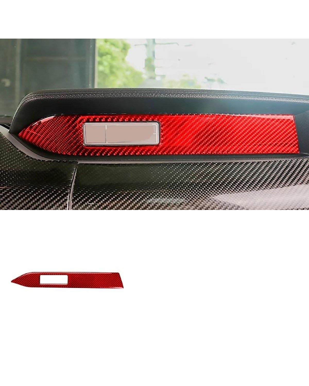 Verkleidung der Konsolenverkleidung Für Ford Für Mustang 2015-2021 Autozubehör Carbon Fiber Interieur Auto Armaturenbrett Dekoration Streifen Aufkleber Auto Styling Zierabdeckung(Red(LHD)) von PPLKHS