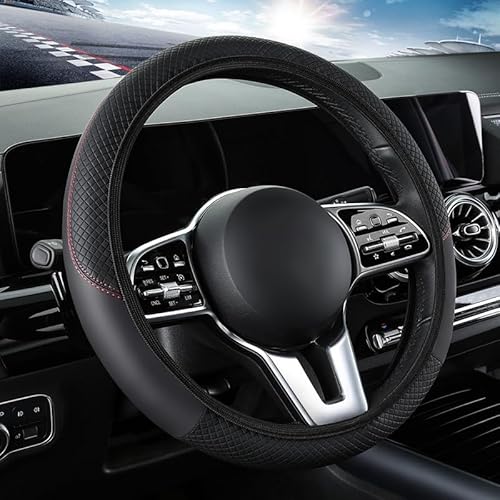 Auto Lenkradbezug für Renault Twingo Zoe Talisman ZOE,Lenkradabdeckung Lenkradhülle Mikrofaser Leder Anti Rutsch Atmungsaktiv Innenraum Langlebig,B/Classic Black von PPTC