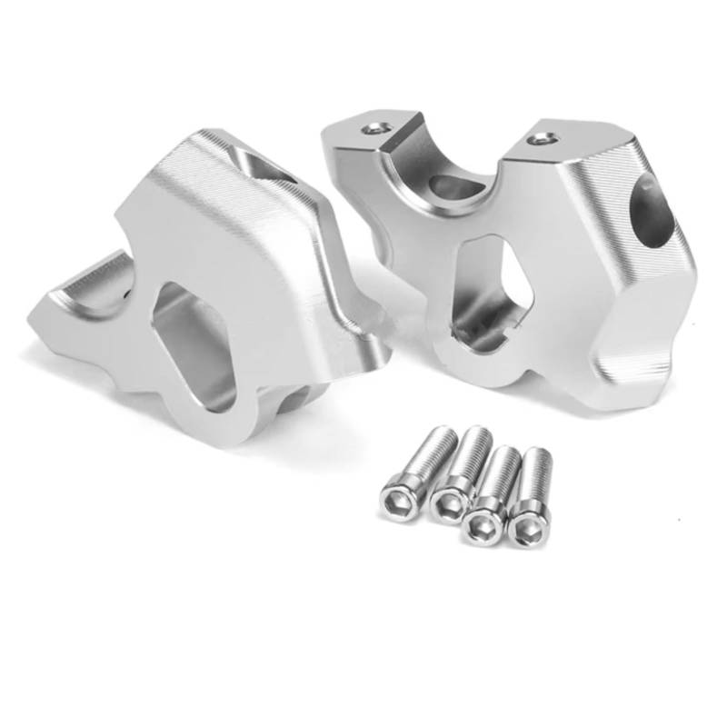 PQAWSFR Lenkererhöhungsklemme Für R1300GS 2024- Motorrad Lenker Riser Lenker Klemme Verlängern Adapter Motorrad Lenker Halterung Klemme Heber Lenker Bar Riser(Silver) von PQAWSFR