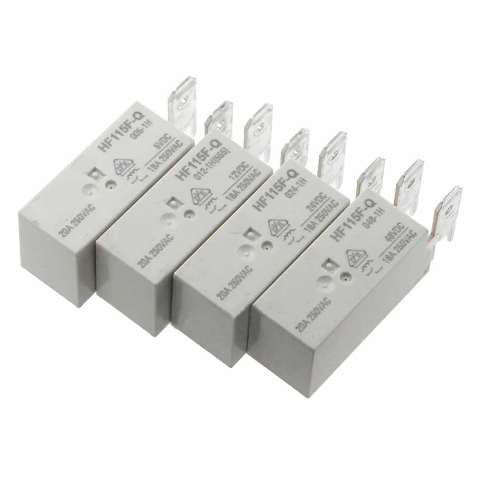 PQMIERA 2PCS 5V/12V/24V/48V Relais HF115F-Q-005-1H HF115F-Q-012-1H F115F-Q-024-1H F115F-Q-048-1H 05VDC 12VDC 24VDC 48VDC 18A DC Relais(12V) von PQMIERA