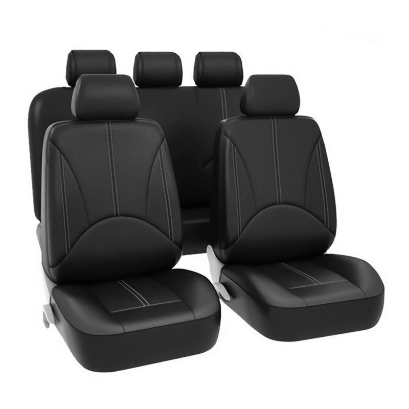 PQMIERA 9 Teile/Satz Auto Sitzbezüge Universal PU Leder Schwarz Seat Protector Abdeckungen Vollen Satz Vier Jahreszeiten Automobil Innen Zubehör von PQMIERA