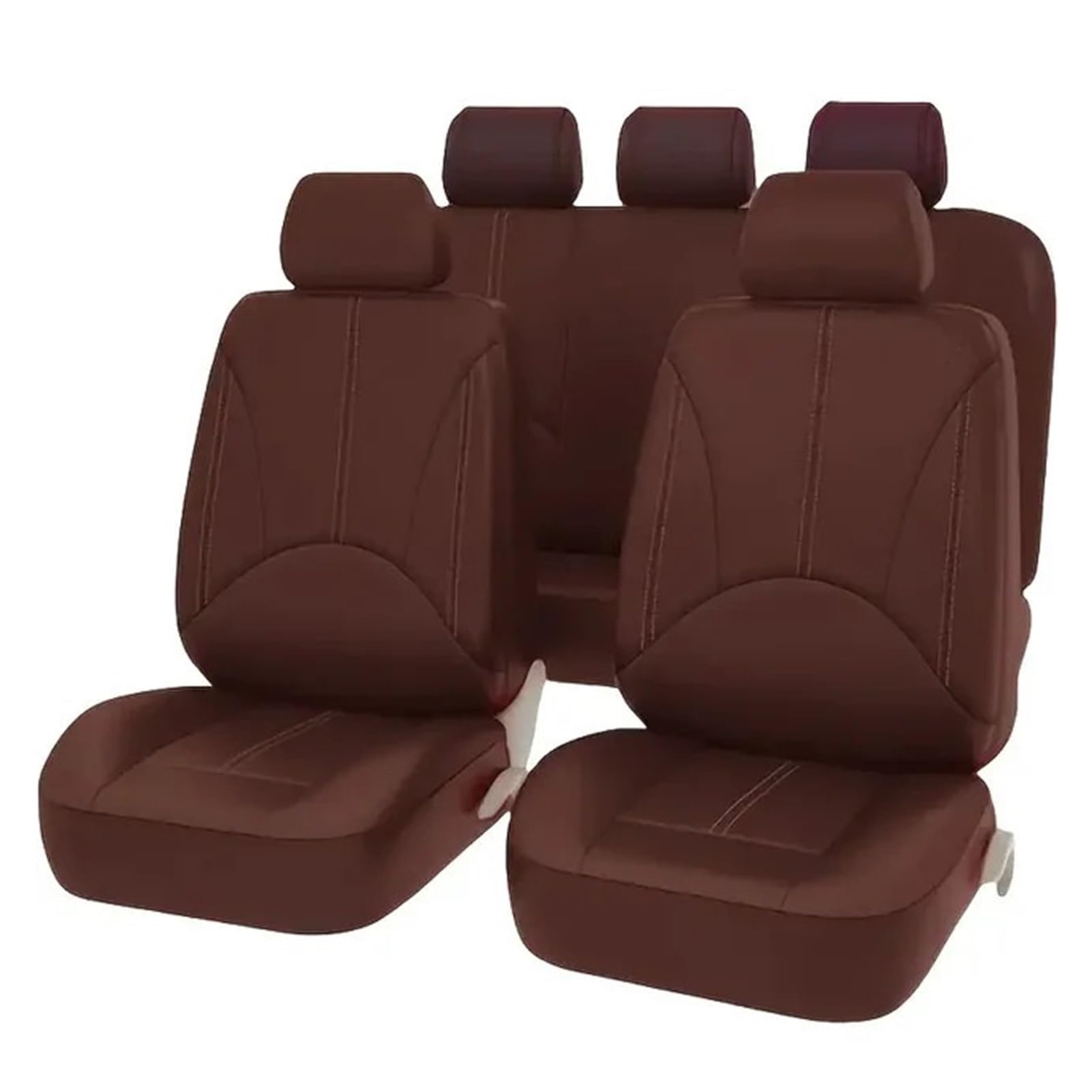 PQMIERA 9-teiliger Universal-Autositzbezug, komplettes Set, PU-Leder, atmungsaktiv, vorne und hinten, passend for Autos, LKWs, Lieferwagen, SUVs(Brown) von PQMIERA