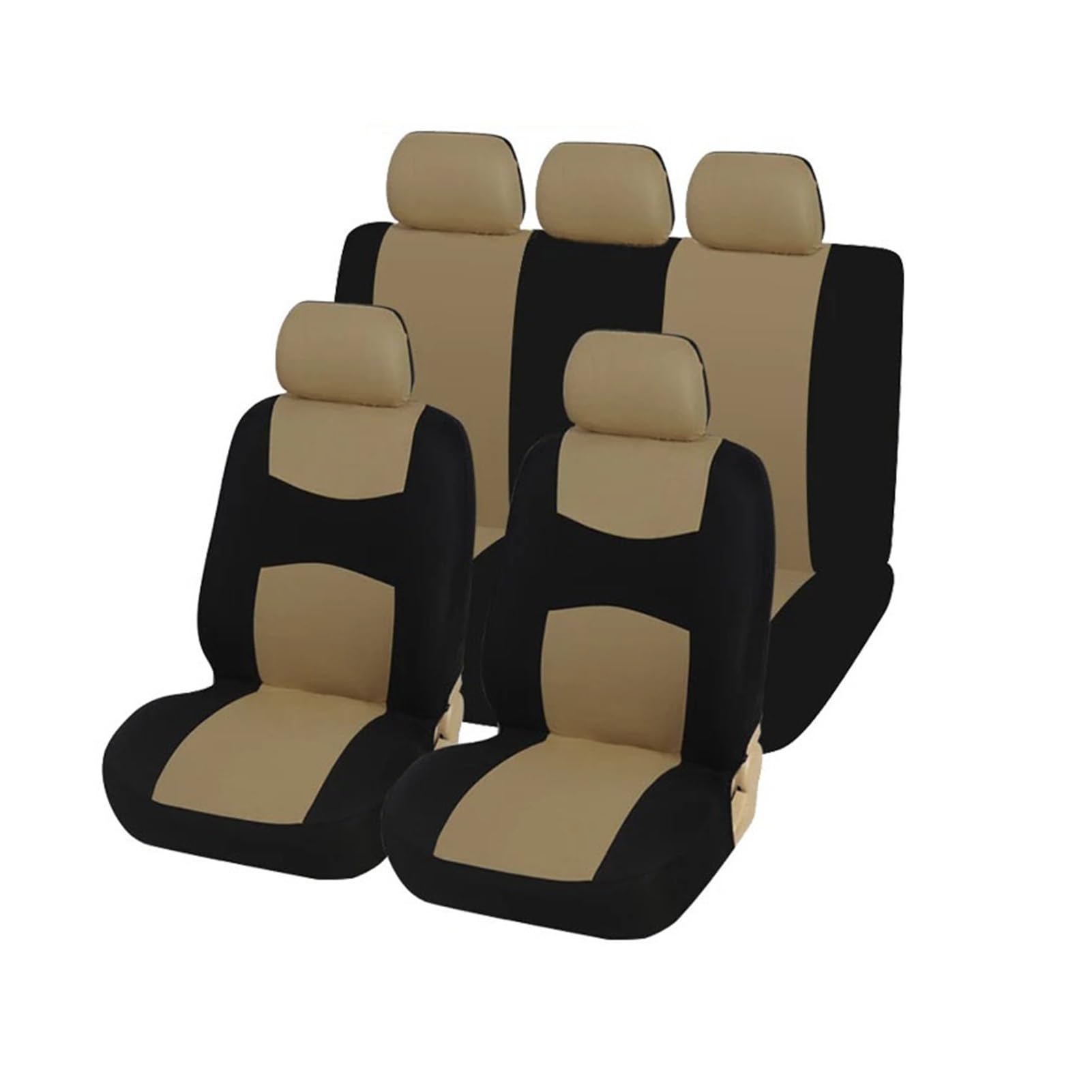 PQMIERA Autositzbezug, belüfteter Stoff, schützt den Sitz, universelles beiges Innenzubehör, geeignet for 1/2/5/7 Sitze(5 Seats-Beige) von PQMIERA