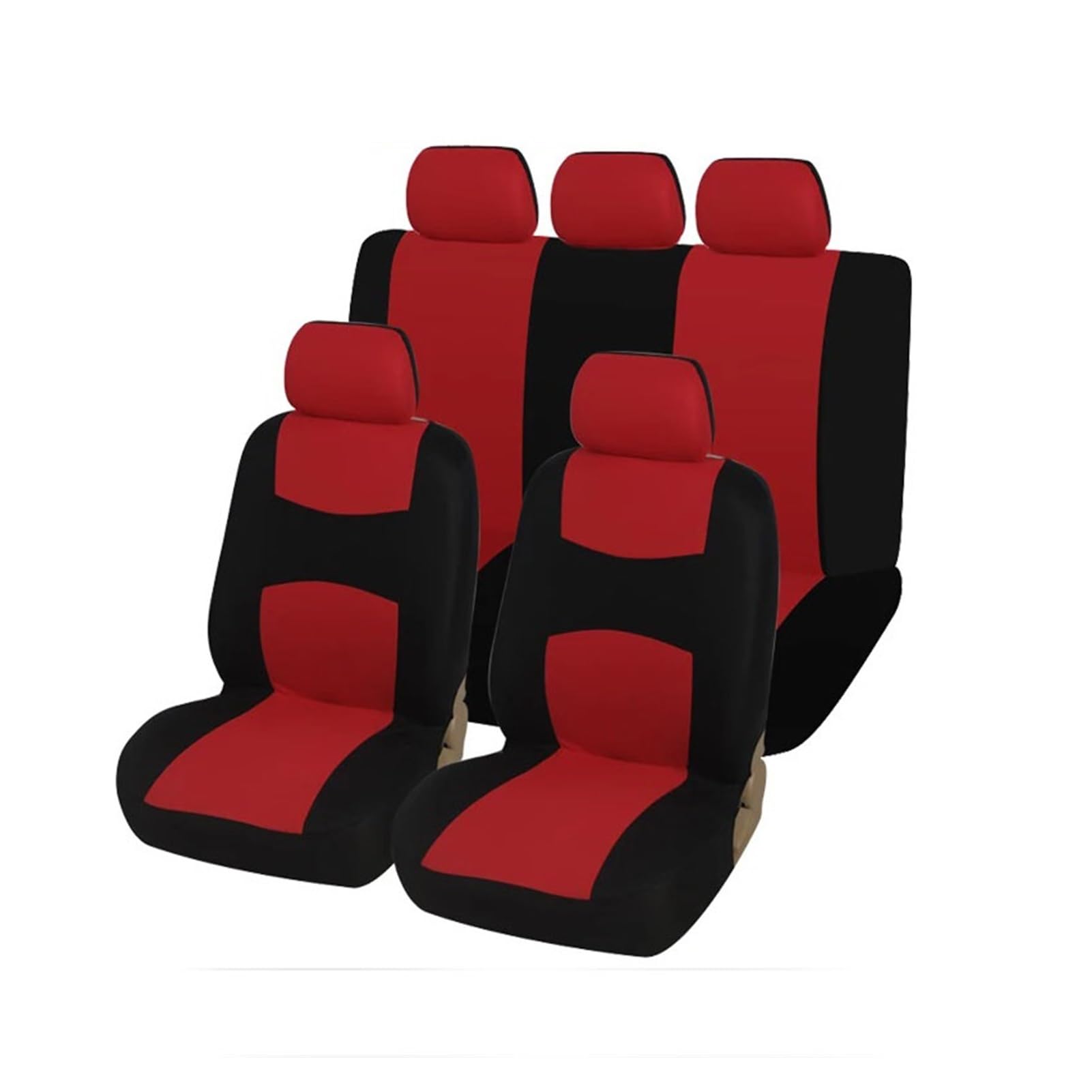 PQMIERA Autositzbezug, belüfteter Stoff, schützt den Sitz, universelles beiges Innenzubehör, geeignet for 1/2/5/7 Sitze(5 Seats-Red) von PQMIERA