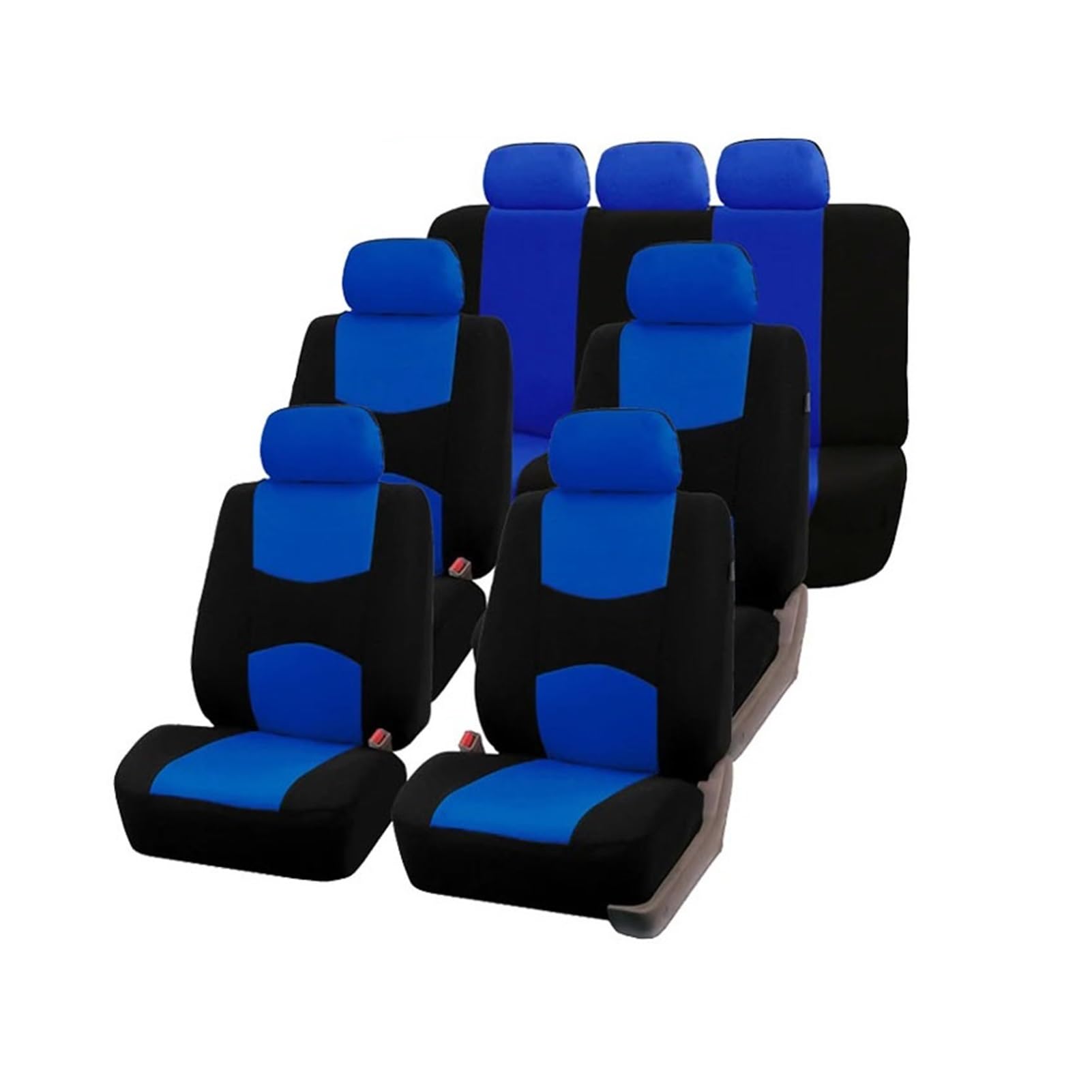 PQMIERA Autositzbezug, belüfteter Stoff, schützt den Sitz, universelles beiges Innenzubehör, geeignet for 1/2/5/7 Sitze(7 Seats-Blue) von PQMIERA