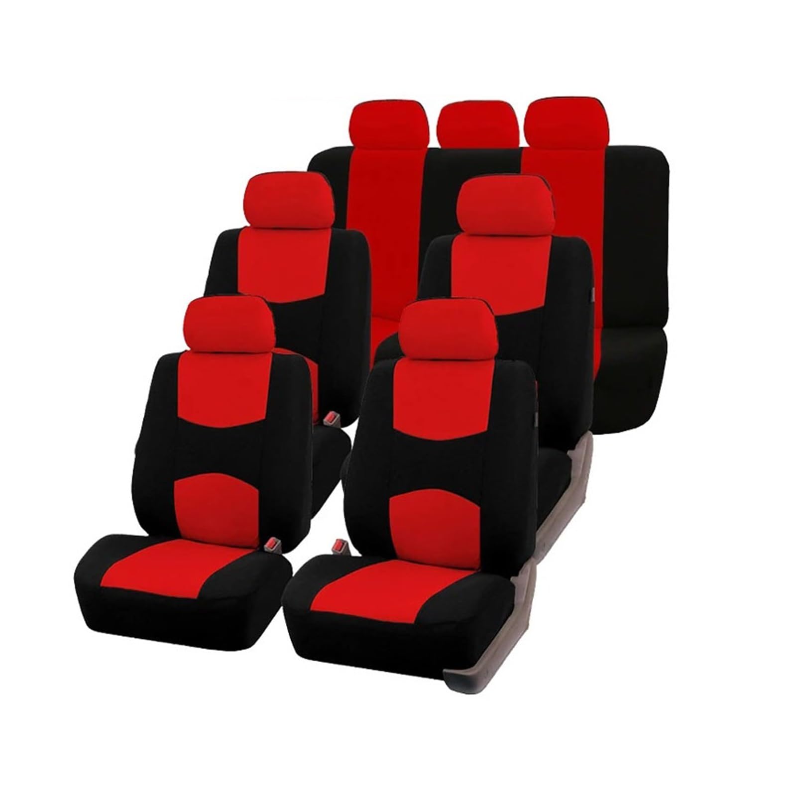 PQMIERA Autositzbezug, belüfteter Stoff, schützt den Sitz, universelles beiges Innenzubehör, geeignet for 1/2/5/7 Sitze(7 Seats-Red) von PQMIERA