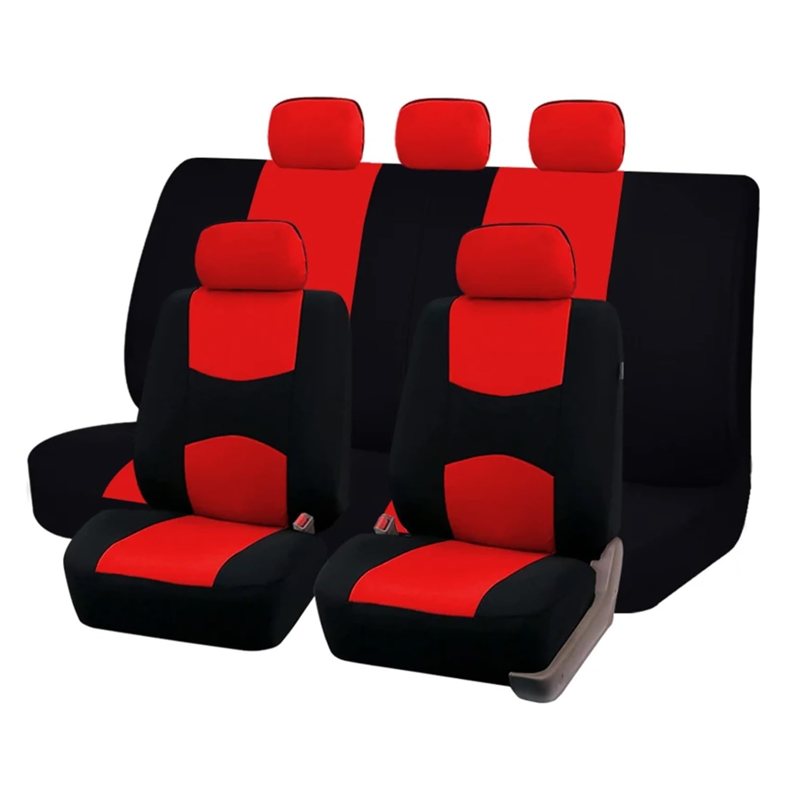 PQMIERA Einfarbiger Stoff, zweifarbig, stilvolle Autositzbezüge, universelles Polyester-Autositzbezug-Set, passend for die meisten Autos, SUVs, Vans, Autositzschutz(Red Set) von PQMIERA