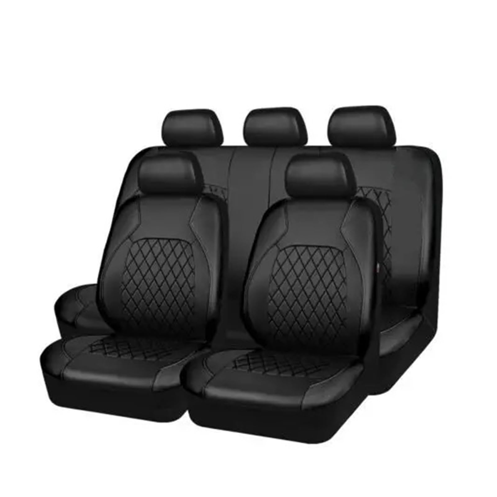 PQMIERA Universal Auto PU Leder Sitzbezug Pad Bequeme Sitzbezüge Schutz Auto Stuhl Protector Vier Saison Innen Zubehör(Black 9 Sets) von PQMIERA