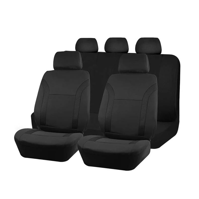 PQMIERA Universelle atmungsaktive Autositzbezüge, Air-Mesh-Gewebe, gespleißt mit Polyester-Gewebe, passend for die meisten Auto-SUV-Zubehörteile im Innenraum(Black 5 seat) von PQMIERA