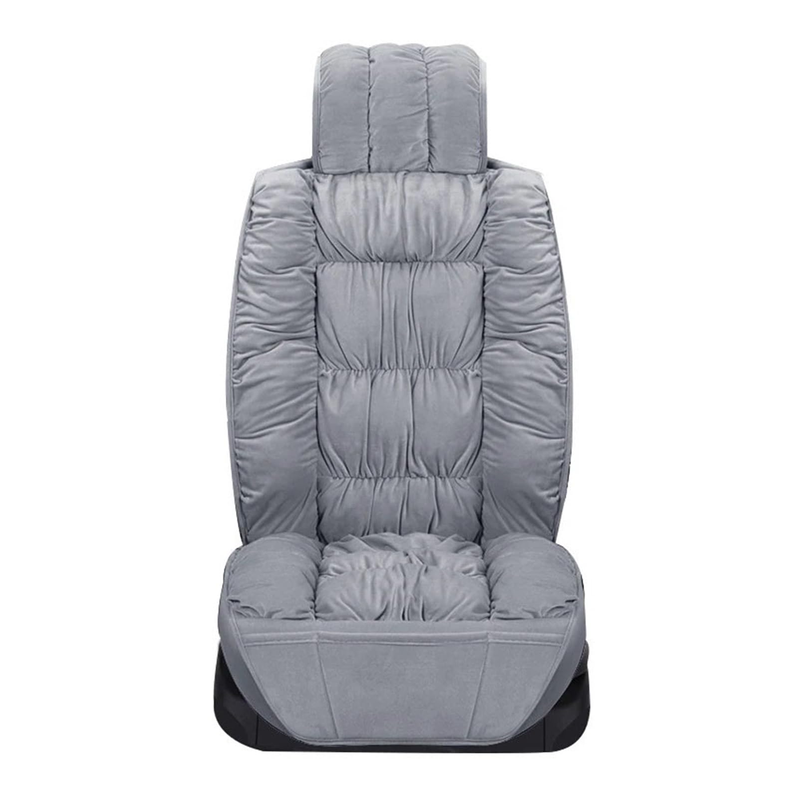 PQMIERA Weiches Plüsch-Autositzbezüge-Set, winterwarmes Sitzkissenpolster, hautfreundlicher Autositz-Schutzbezug, passend for die meisten Fahrzeuge(Front Gray 1pc) von PQMIERA