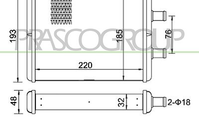 Prasco Wärmetauscher, Innenraumheizung [Hersteller-Nr. FT927H001] für Iveco von PRASCO