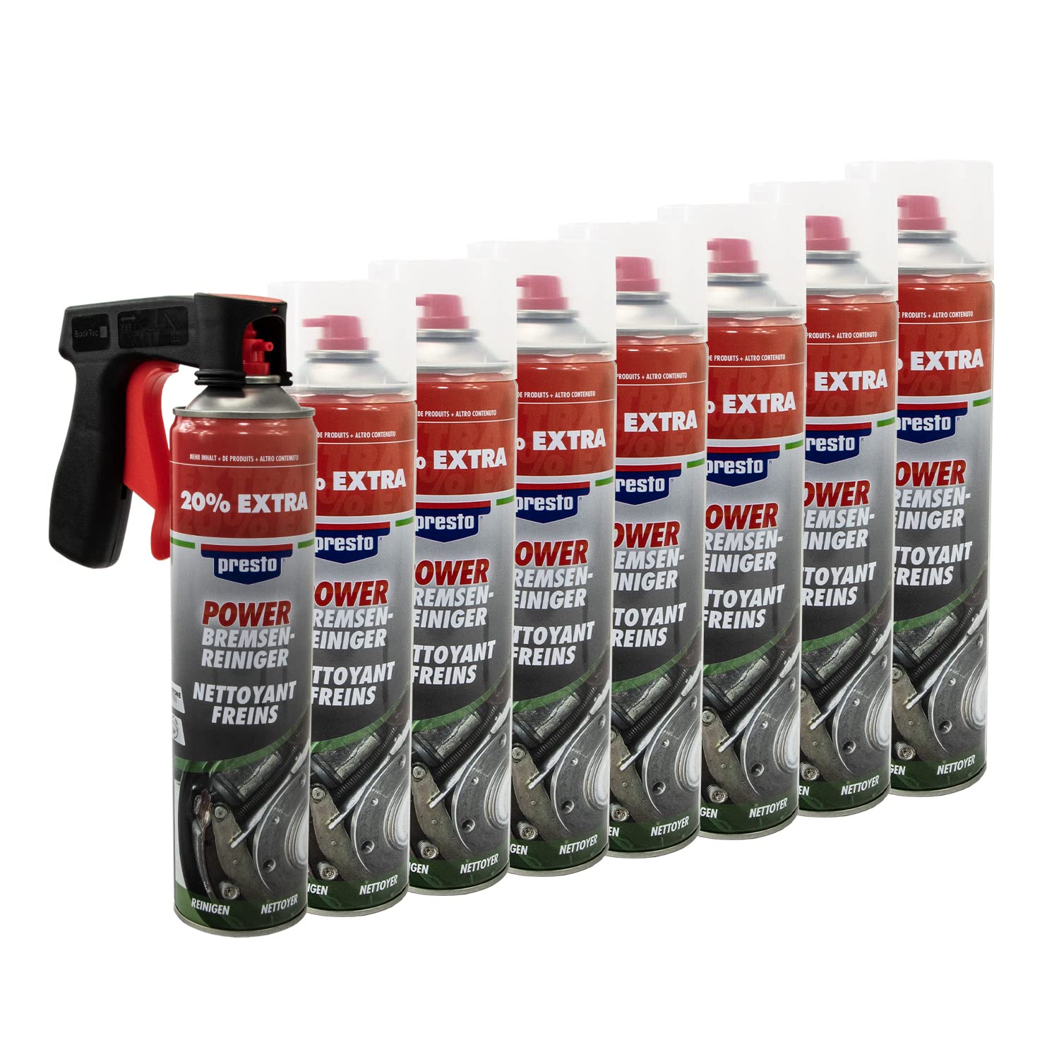 Bremsenreiniger Power Teilereiniger Spray Presto 307287 8 X 600 ml mit Pistolengriff von PRESTO_bundle