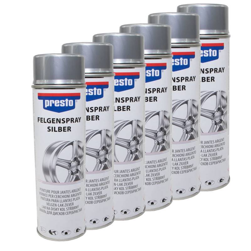 Felgenspray Silber Felgensilber Felgenlack Lackspray Presto 428924 6 X 500 ml von PRESTO_bundle