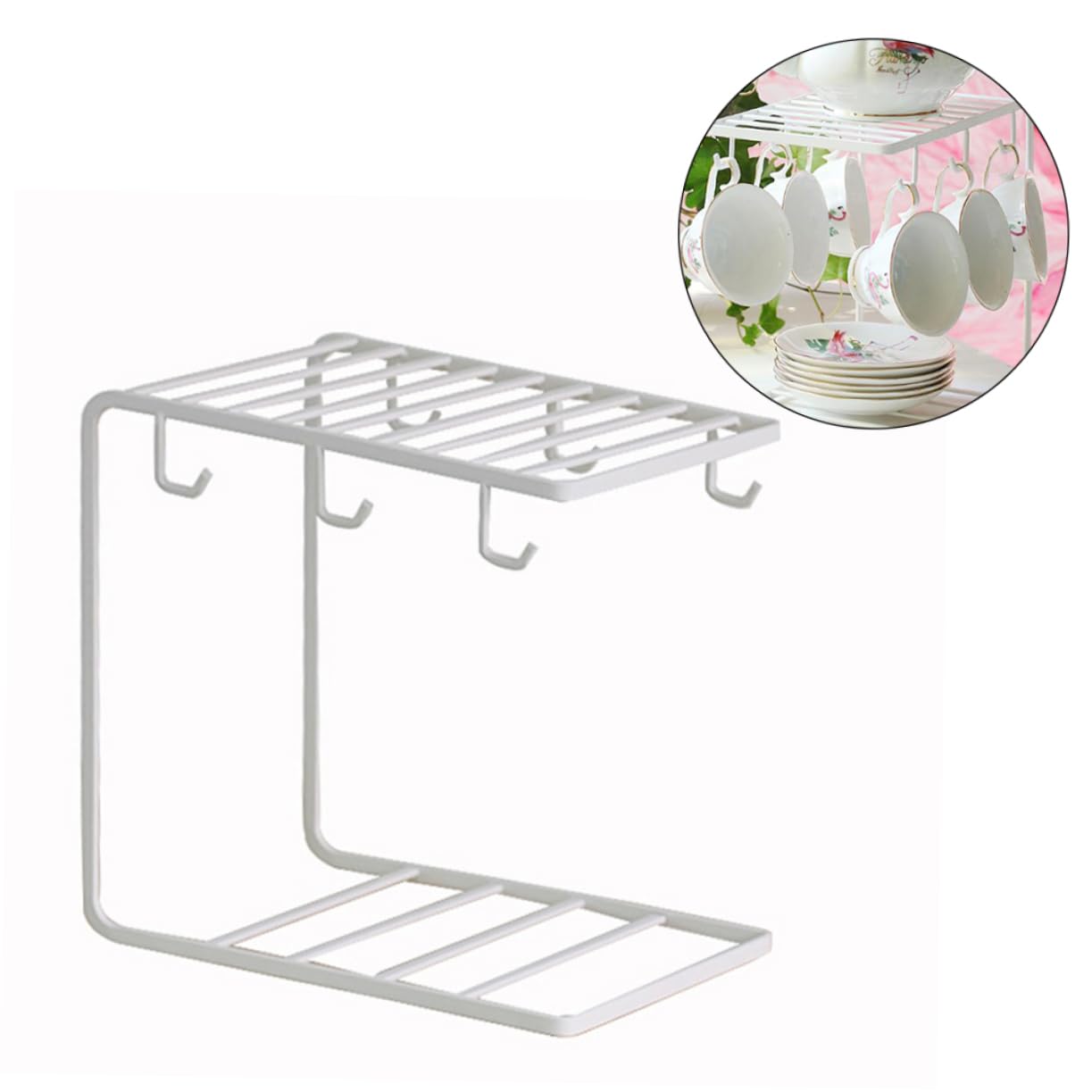 PRETYZOOM Aufbewahrungsregal für Kaffeetassen Becherhalter Klammerhefter Wäscheständer für Flaschen küchen-Organizer Kitchen Utensil Holder Becherregal aus Glas Kaffeetassen-Aufhänger Weiß von PRETYZOOM