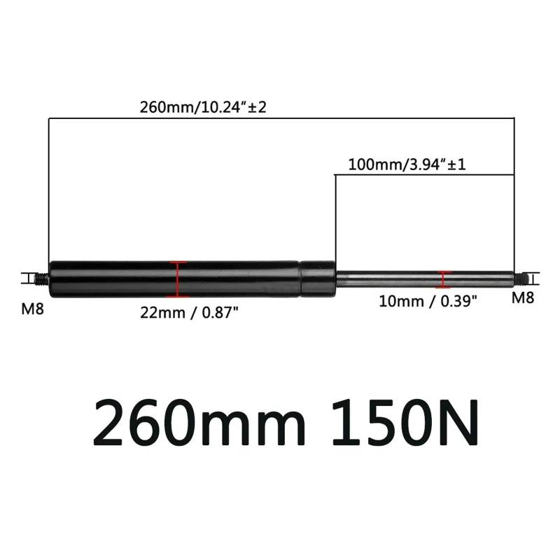 Gasdruckfedern Stoßdämpfer 150N 2 Stücke 260/360/460mm Für Auto RV Bett Fenster Bus Caravans Haube Gas Frühling Unterstützung Stange Lift Schock Heckklappendämpfer(260mm) von PRFGSGVBV