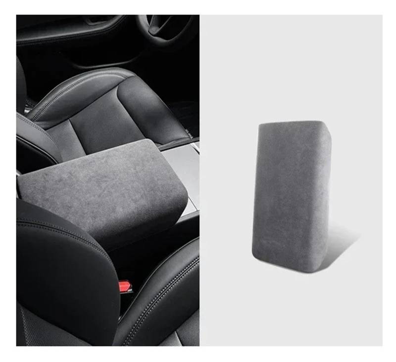 Interieur Mittelkonsole Für T&esla Für Modell 3/3+ Highland 2024 Auto Center Control Armlehne Abdeckung Wildleder Armlehne Panel Abdeckung Shell Dekoration Auto Innenraum Rahmen(Dark Gray) von PRFGSGVBV