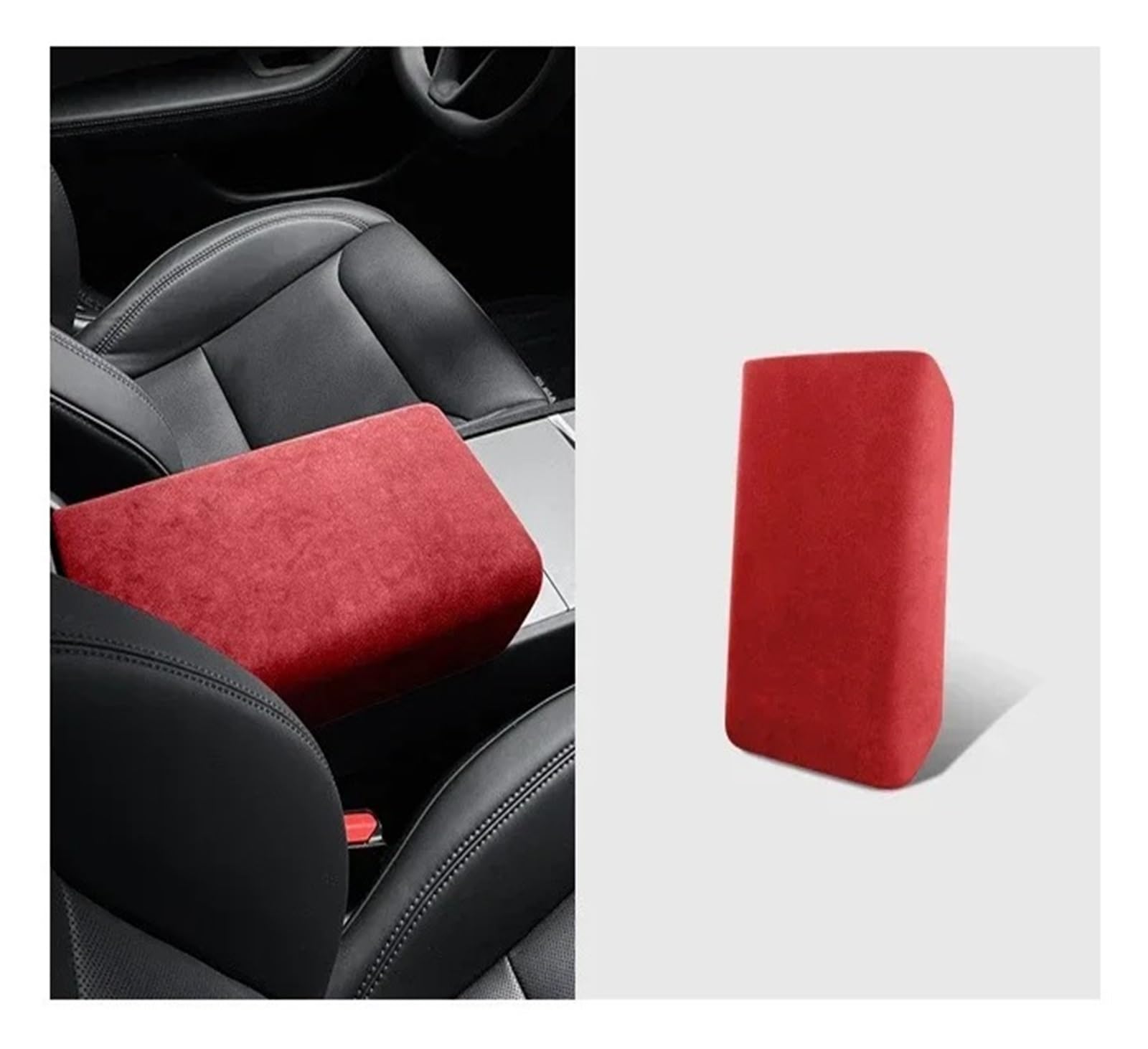 Interieur Mittelkonsole Für T&esla Für Modell 3/3+ Highland 2024 Auto Center Control Armlehne Abdeckung Wildleder Armlehne Panel Abdeckung Shell Dekoration Auto Innenraum Rahmen(Red) von PRFGSGVBV