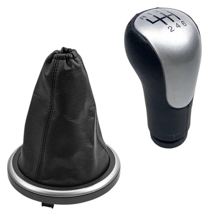 Schaltknauf-Adapter Für Fiesta Für Fusion Für Transit Für Connect 2002-2008 Schaltknauf Schalthebelmanschette Auto Schaltknauf(6 Speed Silver Case) von PRGPMSUNAD