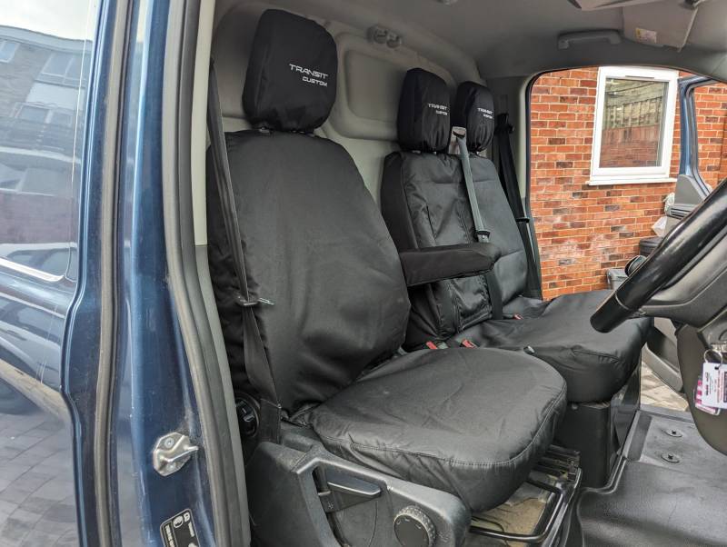 Passend für: Ford Transit Custom Sitzbezüge 2013 bis 2023 | Maßgeschneiderter Fahrer & Doppel-Beifahrer | wasserdicht, langlebig, einfach zu montieren für Ford Transit Custom Sitzbezug von PRIMUS SEAT COVERS