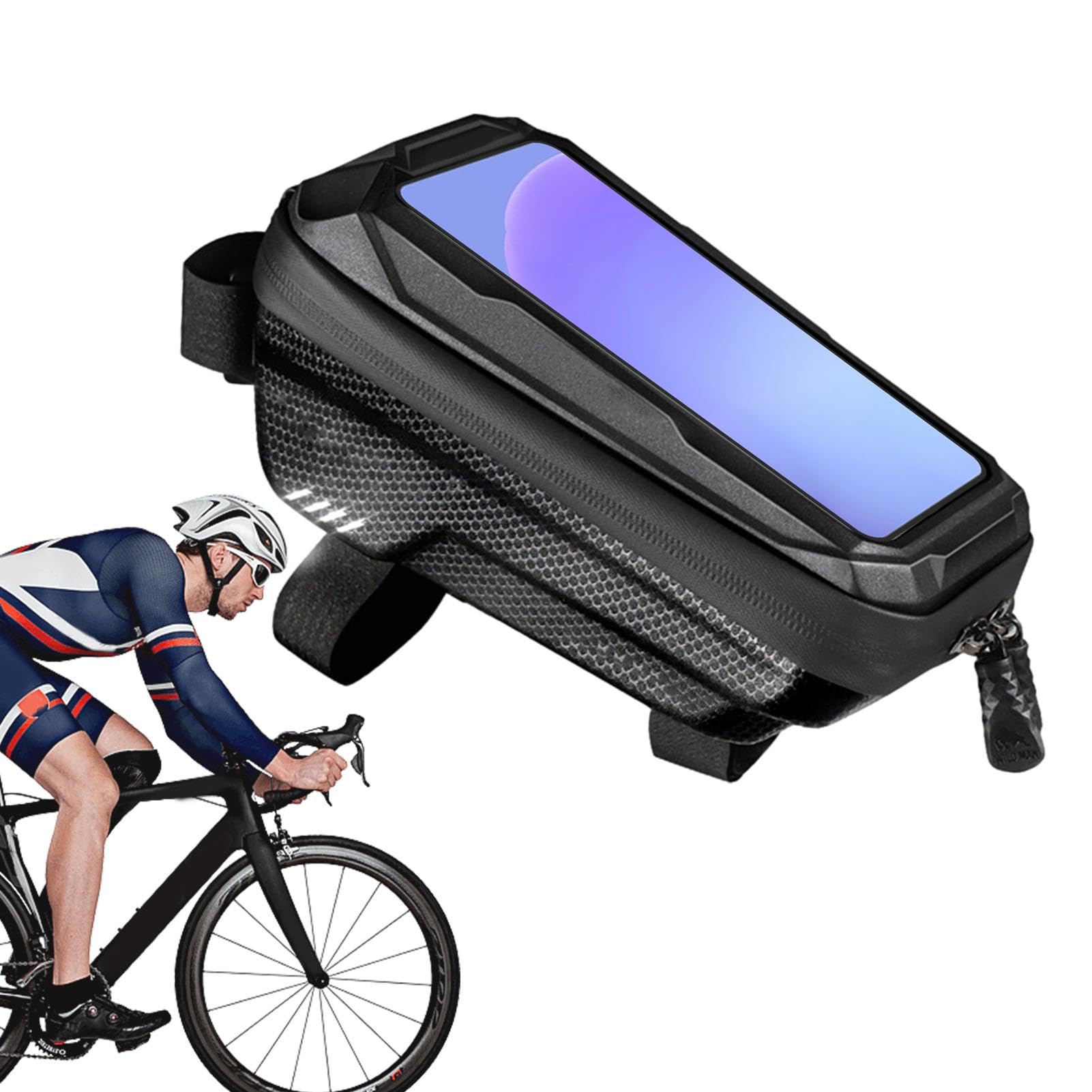 Schlauchtasche, wasserdichte Fahrrad-Oberrohrtasche, Handyhalterung, Bergzubehör, Vorderrahmen-Tasche mit empfindlichem Touchscreen für Geldbörse, Handy von PRIMUZ