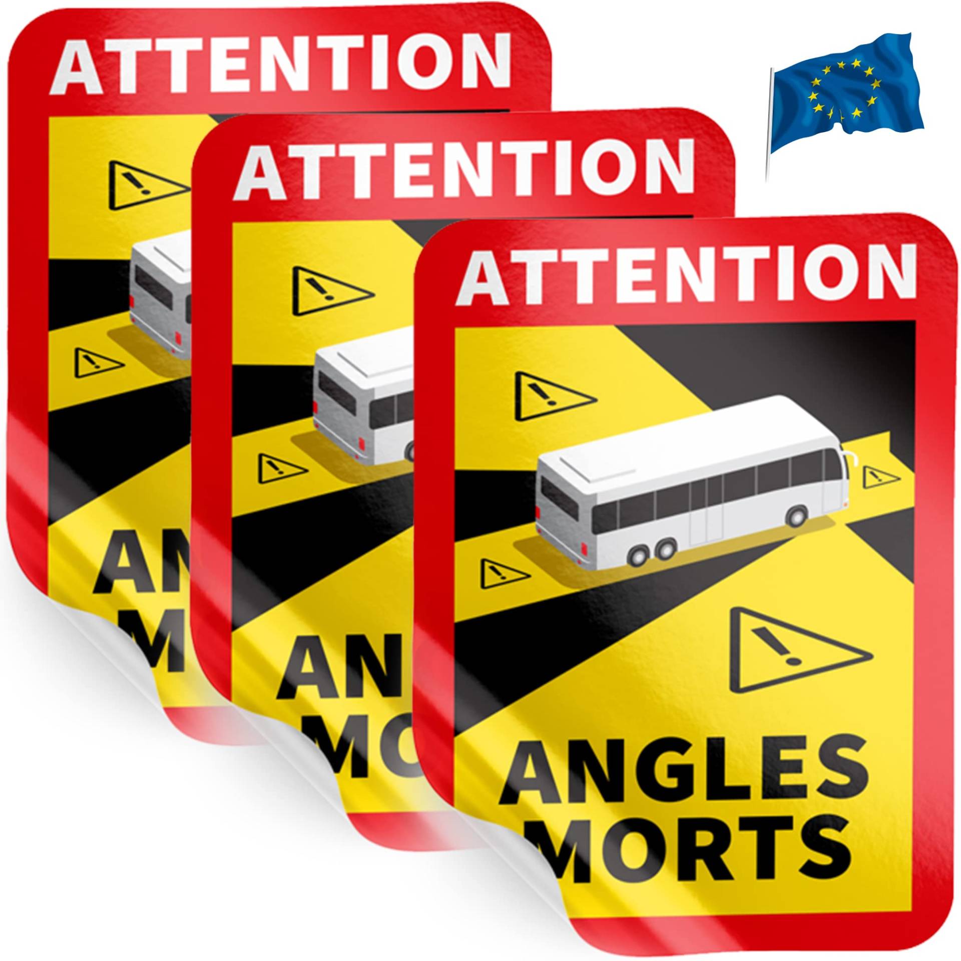 PRINT.GG Angles morts Aufkleber lastwagen,Angles morts lastwagen, Angles morts Bus,Toter Winkel Aufkleber, Aufkleber Attention Angles morts,Aufkleber wohnmobil (Bus, 3 Stück) von PRINT.GG