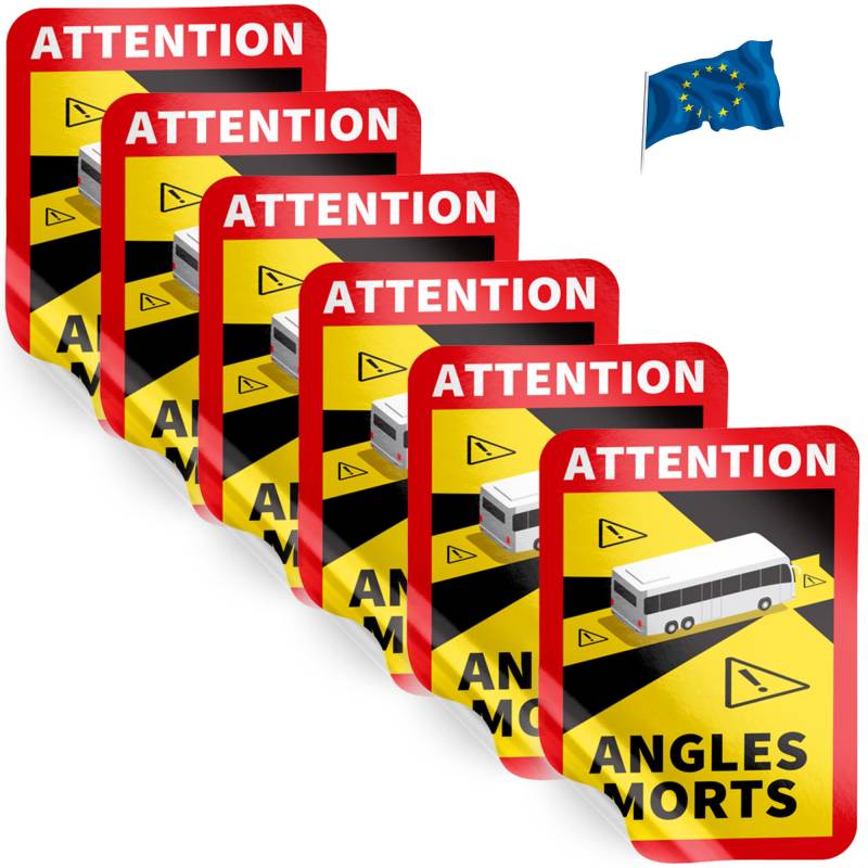 PRINT.GG Angles morts Aufkleber lastwagen,Angles morts lastwagen, Angles morts Bus,Toter Winkel Aufkleber, Aufkleber Attention Angles morts,Aufkleber wohnmobil (Bus, 6 Stück) von PRINT.GG