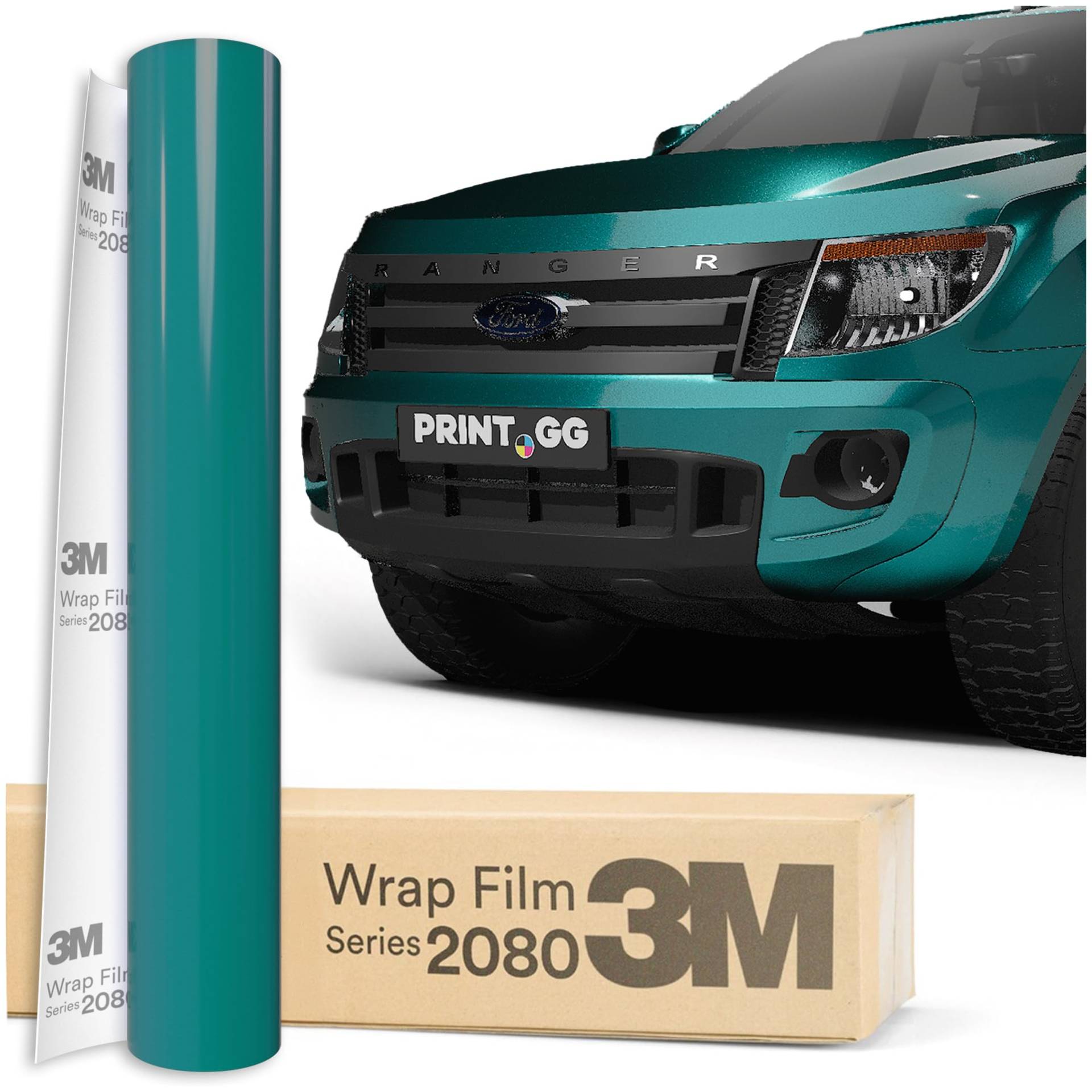 PRINT.GG Autofolie 3M 1080 Atomic Teal Glanz G356, 152 x 20 cm, Selbstklebende Folie Car Wrapping Folie, Robuste Lackschutzfolie Auto, Motorrad, Boot, Auto Folie mit hervorragender Haftung von PRINT.GG